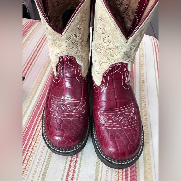 Ariat Shoes - ARIAT Fat Baby 14709 Red Reptile Print Tan Suede Top-Stitch Boots